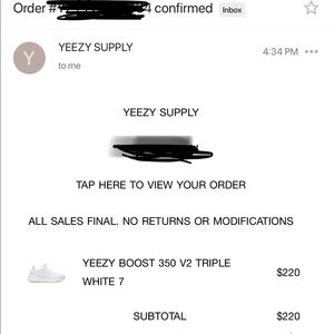 Yeezy boost v2 triple white size 7 men